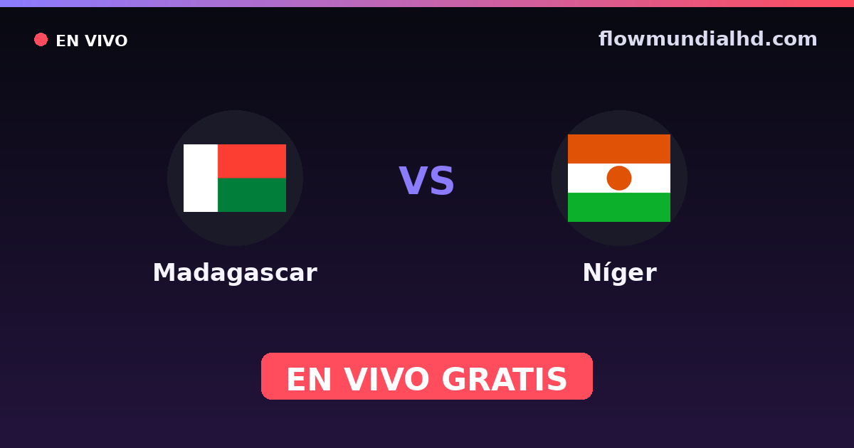 Madagascar vs Níger — Campeonato Africano de Naciones, Clasificación Copa África · historial y dónde ver en vivo gratis en FlowMundial HD