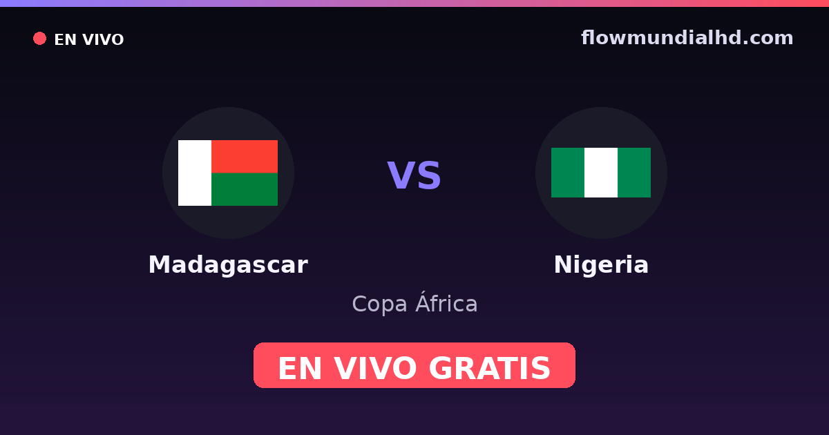 Madagascar vs Nigeria — Copa África, Clasificación Copa África · historial y dónde ver en vivo gratis en FlowMundial HD