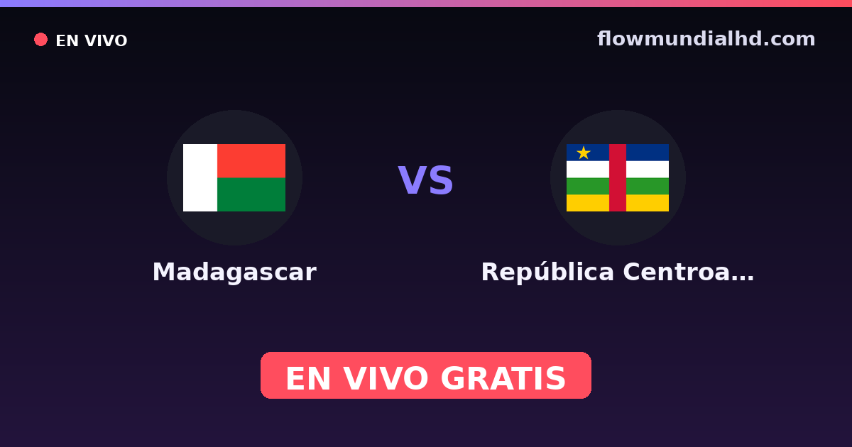 Madagascar vs République centrafricaine — Championnat d'Afrique des nations, World Cup Qual. CAF · historique et où regarder en direct gratuitement sur FlowMundial HD