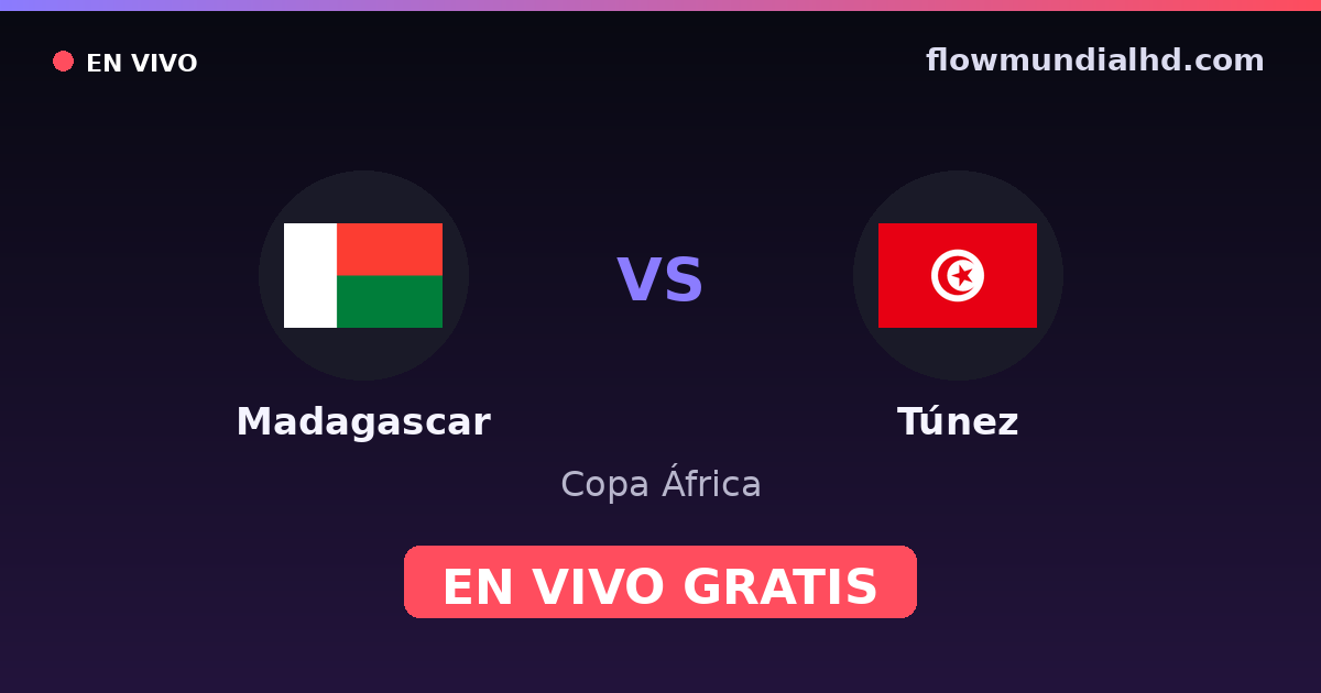 Madagascar vs Tunísia — Copa Africana de Nacoes, Eliminatorias da Copa Africana · histórico e onde assistir ao vivo grátis na FlowMundial HD