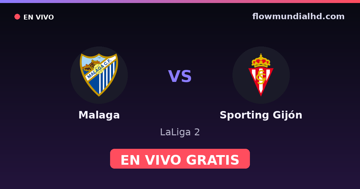Malaga vs Sporting Gijón — LaLiga 2 · historial y dónde ver en vivo gratis en FlowMundial HD
