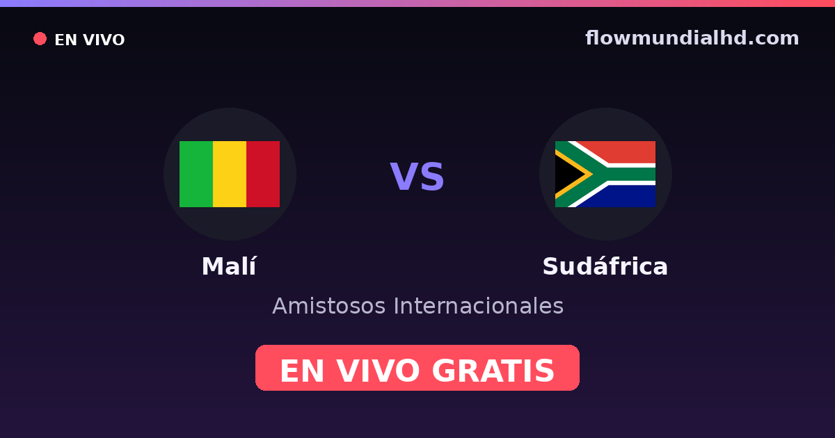 Mali vs África do Sul — Amistosos Internacionais, Copa Africana de Nacoes · histórico e onde assistir ao vivo grátis na FlowMundial HD