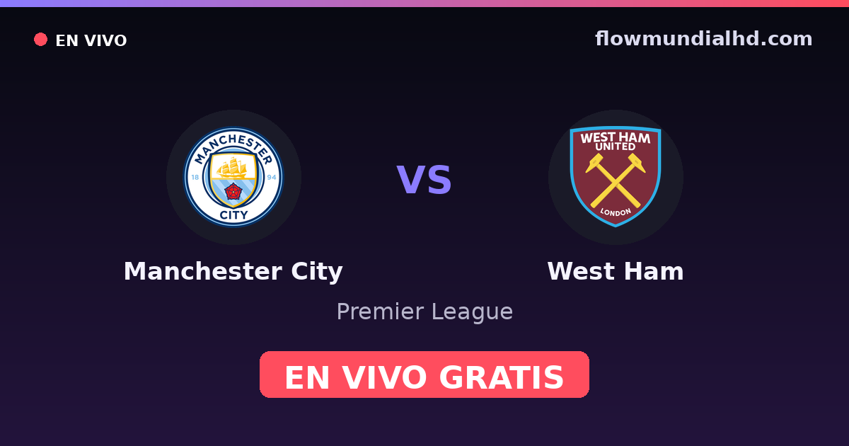 Manchester City vs West Ham — Premier League · head-to-head and where to watch live free on FlowMundial HD