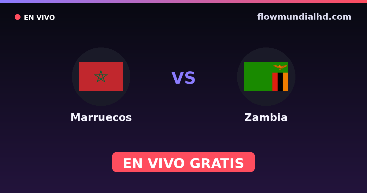 Maroc vs Zambie — Championnat d'Afrique des nations, World Cup Qual. CAF  · historique et où regarder en direct gratuitement sur FlowMundial HD