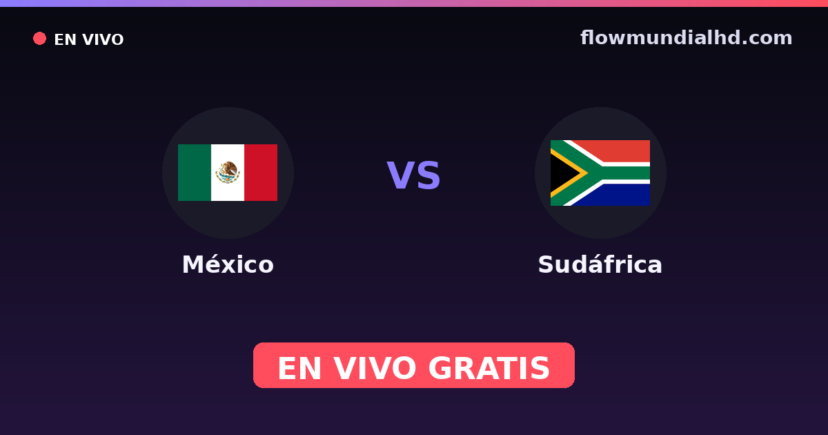 México vs Sudáfrica — Mundial · historial y dónde ver en vivo gratis en FlowMundial HD