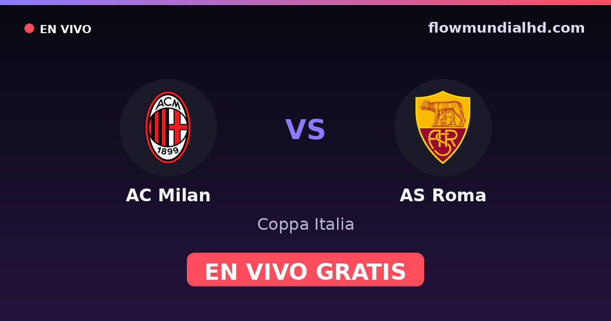 AC Milan vs AS Roma — Coppa Italia, UEFA Europa League · head-to-head and where to watch live free on FlowMundial HD