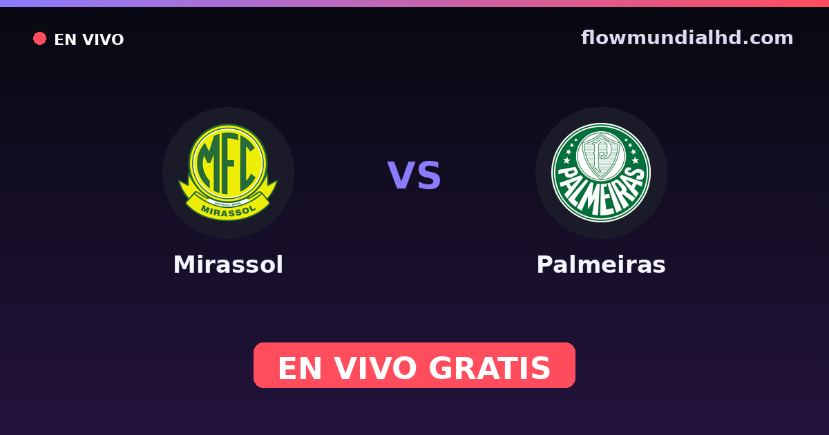 Mirassol vs Palmeiras — Paulista Série A1, Brasileirão Serie A · head-to-head and where to watch live free on FlowMundial HD