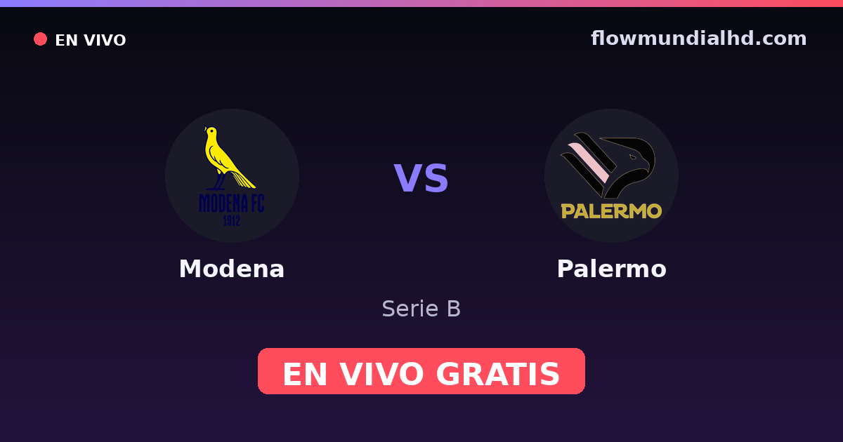 Modena vs Palermo — Serie B · historial y dónde ver en vivo gratis en FlowMundial HD