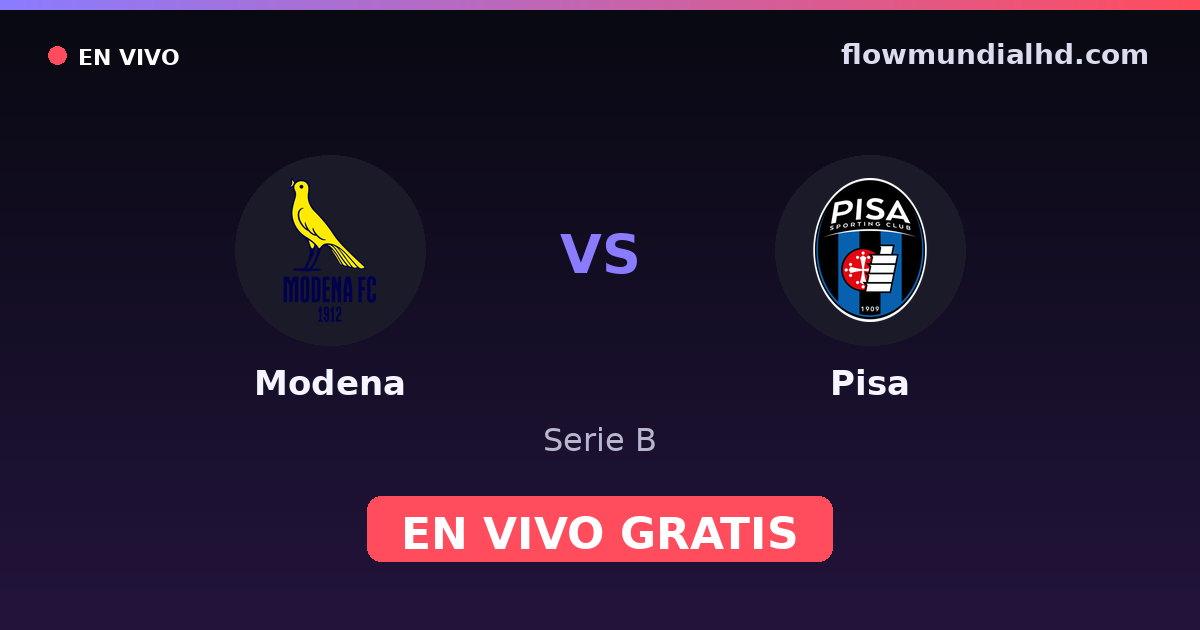 Modena vs Pisa — Serie B · historial y dónde ver en vivo gratis en FlowMundial HD
