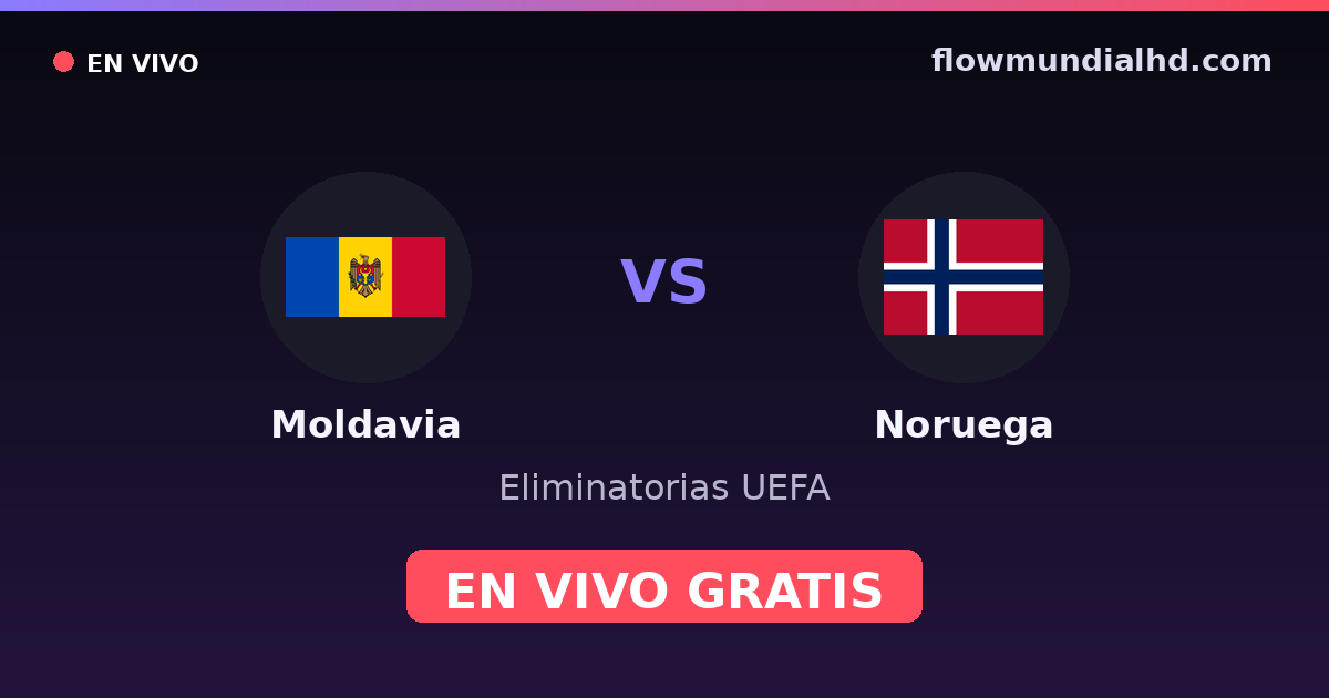 Moldavia vs Noruega — Eliminatorias UEFA · historial y dónde ver en vivo gratis en FlowMundial HD