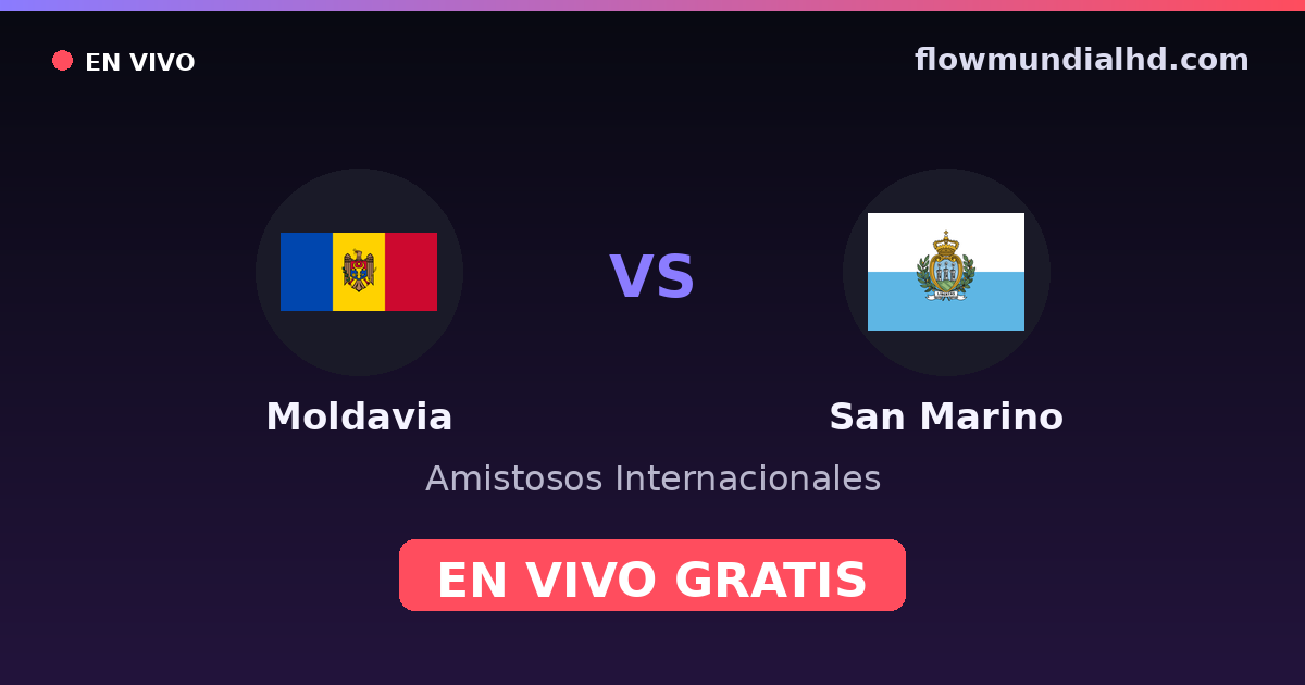 Moldávia vs San Marino — Amistosos Internacionais, Eliminatorias UEFA · histórico e onde assistir ao vivo grátis na FlowMundial HD
