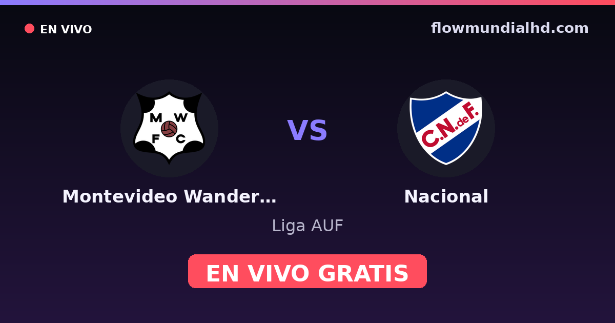 Montevideo Wanderers vs Nacional — Liga AUF · historial y dónde ver en vivo gratis en FlowMundial HD