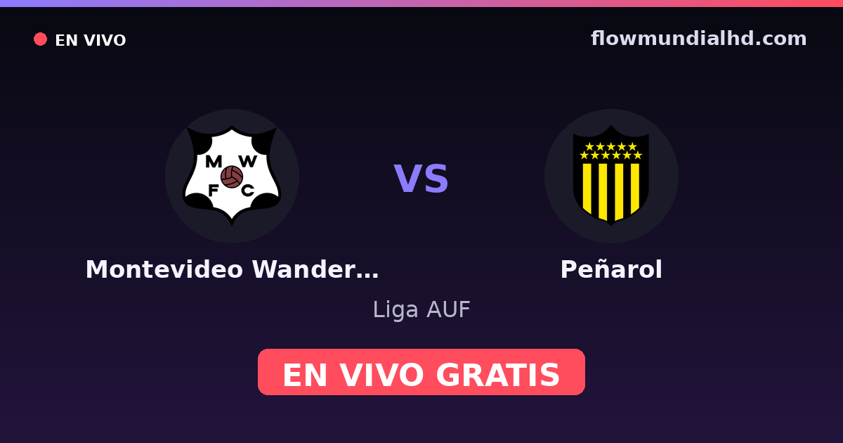Montevideo Wanderers vs Peñarol — Liga AUF · historial y dónde ver en vivo gratis en FlowMundial HD