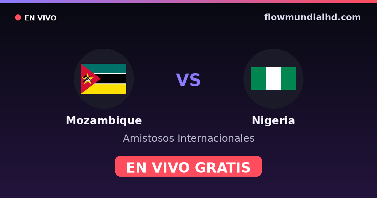 Moçambique vs Nigéria — Amistosos Internacionais, Copa Africana de Nacoes · histórico e onde assistir ao vivo grátis na FlowMundial HD