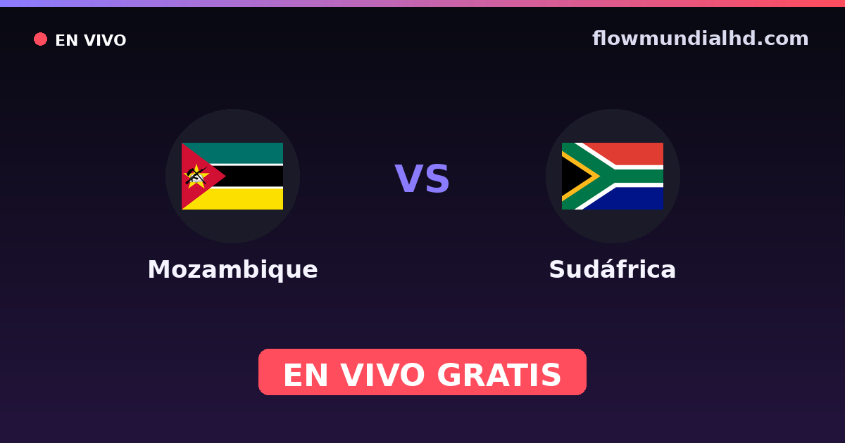 Moçambique vs África do Sul — Copa COSAFA, Amistosos Internacionais · histórico e onde assistir ao vivo grátis na FlowMundial HD