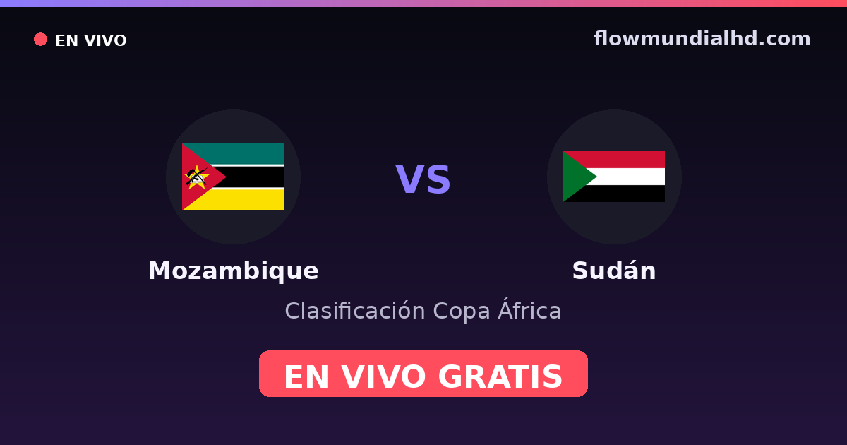 Mozambique vs Sudán — Clasificación Copa África · historial y dónde ver en vivo gratis en FlowMundial HD