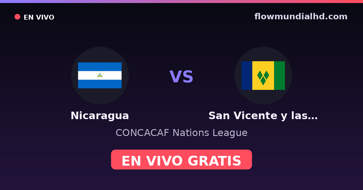 Nicaragua vs San Vicente y las Granadinas — CONCACAF Nations League · historial y dónde ver en vivo gratis en FlowMundial HD