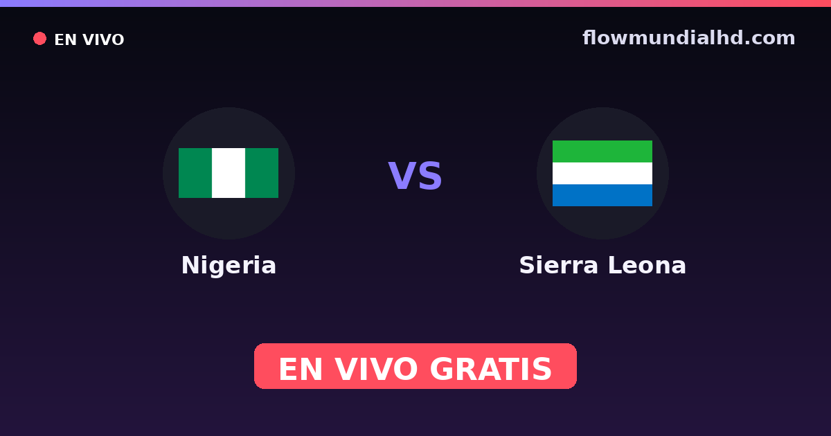 Nigeria vs Sierra Leona — World Cup Qual. CAF , Clasificación Copa África · historial y dónde ver en vivo gratis en FlowMundial HD