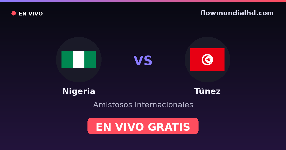 Nigeria vs Túnez — Amistosos Internacionales, Copa África · historial y dónde ver en vivo gratis en FlowMundial HD