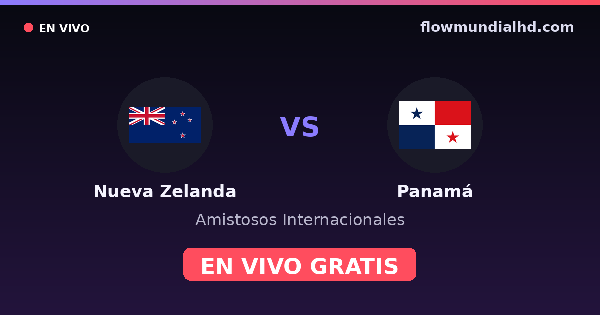 Nueva Zelanda vs Panamá — Amistosos Internacionales · historial y dónde ver en vivo gratis en FlowMundial HD