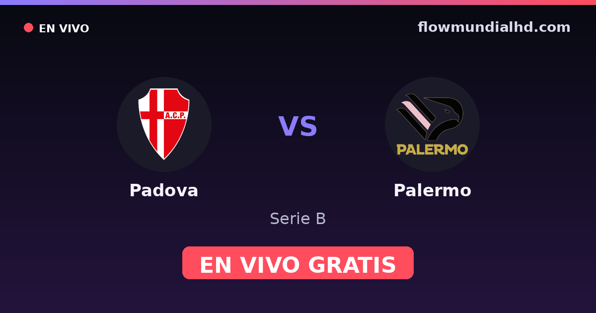 Padova vs Palermo — Serie B · historial y dónde ver en vivo gratis en FlowMundial HD