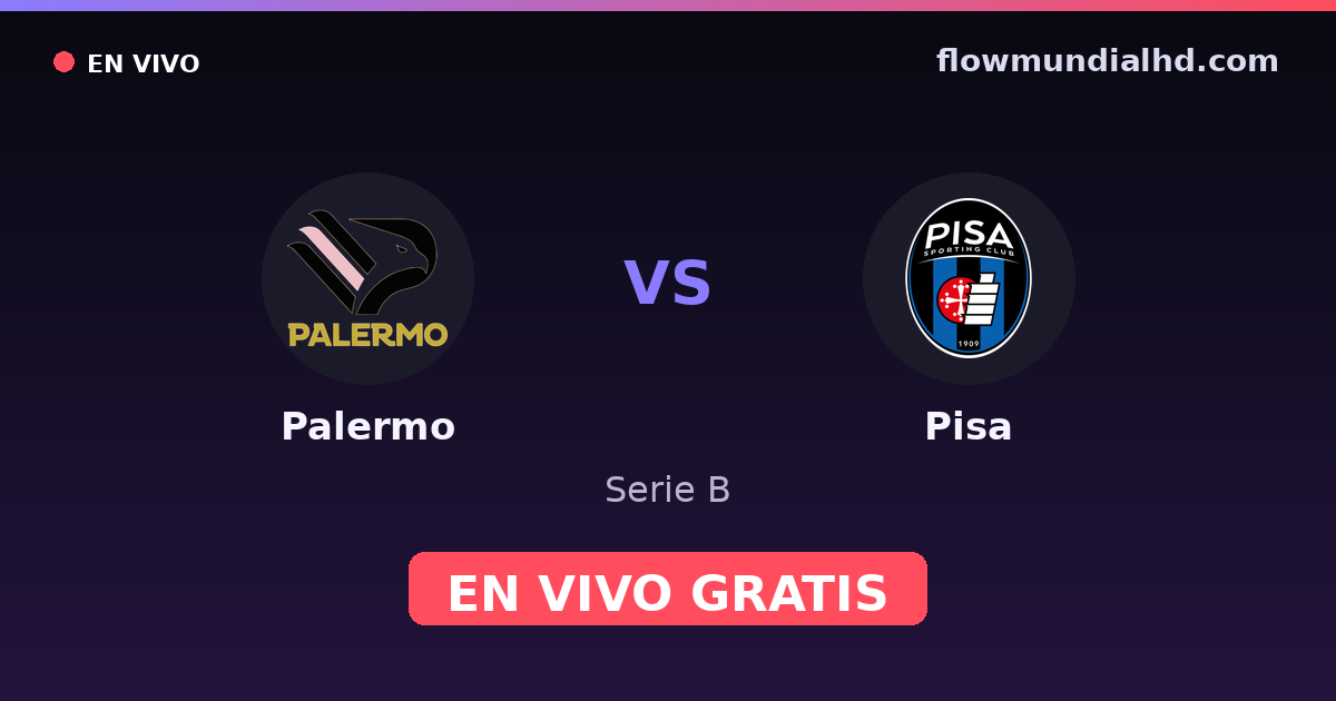 Palermo vs Pisa — Serie B · historial y dónde ver en vivo gratis en FlowMundial HD