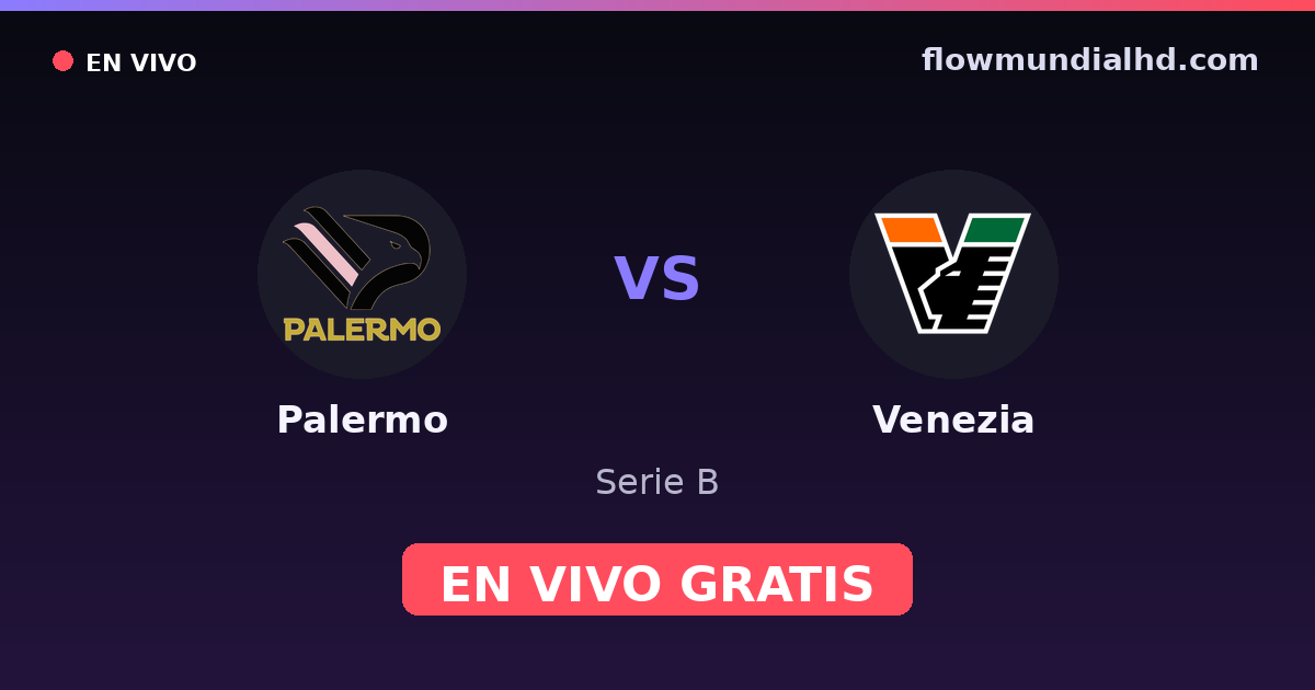 Palermo vs Venezia — Serie B · historial y dónde ver en vivo gratis en FlowMundial HD