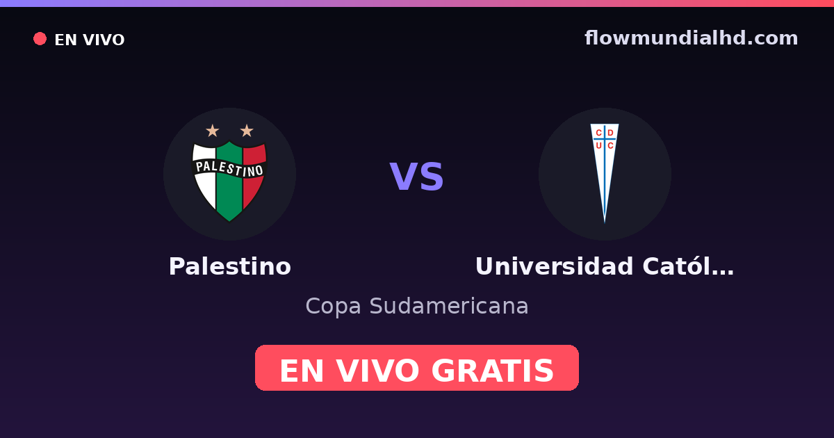 Palestino vs Universidad Católica — Copa Sudamericana, Liga de Primera · historial y dónde ver en vivo gratis en FlowMundial HD