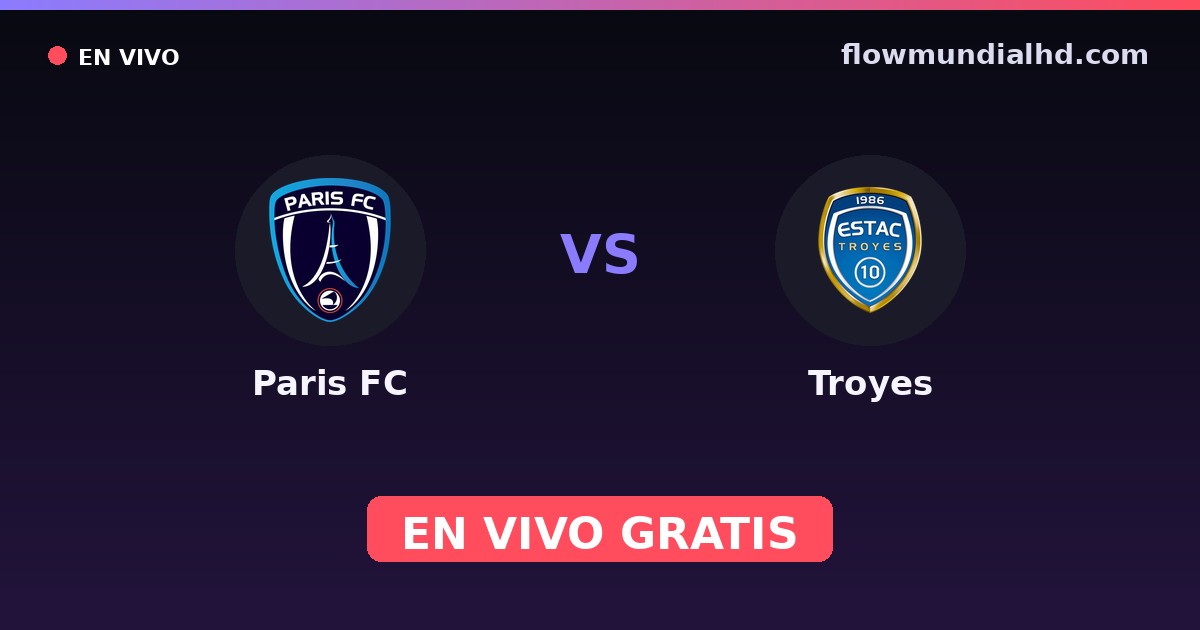 Paris FC vs Troyes — Amistosos de clubes, Ligue 1 · historial y dónde ver en vivo gratis en FlowMundial HD