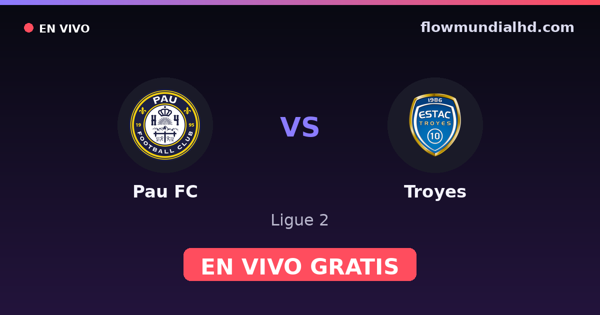 Pau FC vs Troyes — Ligue 2 · historial y dónde ver en vivo gratis en FlowMundial HD