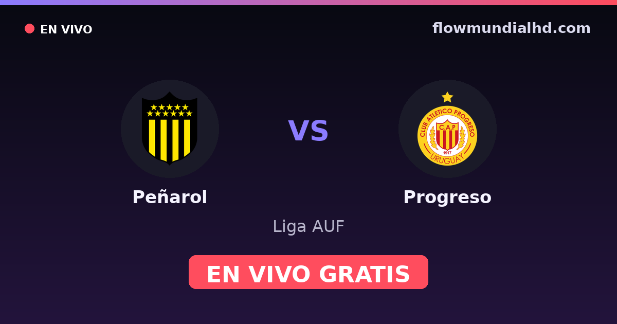 Peñarol vs Progreso — Liga AUF · Bilanz und wo man live und kostenlos zusehen kann auf FlowMundial HD