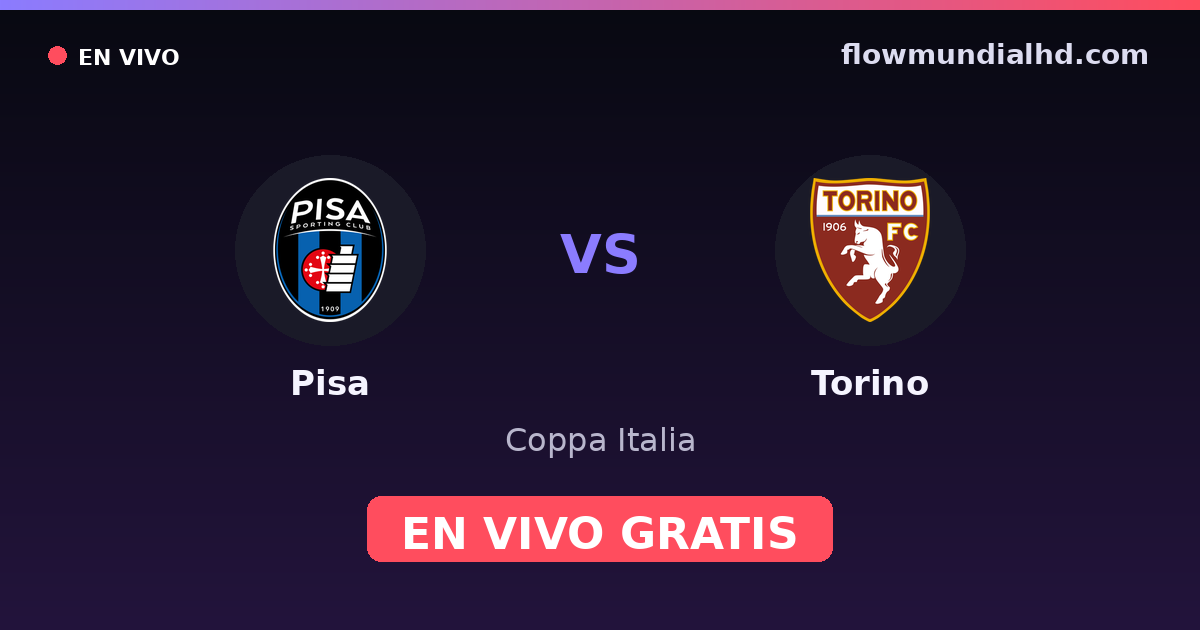 Pisa vs Torino — Coppa Italia, Serie A · historial y dónde ver en vivo gratis en FlowMundial HD