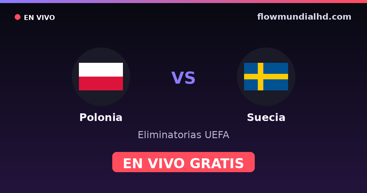 Polonia vs Suecia — Eliminatorias UEFA, Eurocopa · historial y dónde ver en vivo gratis en FlowMundial HD