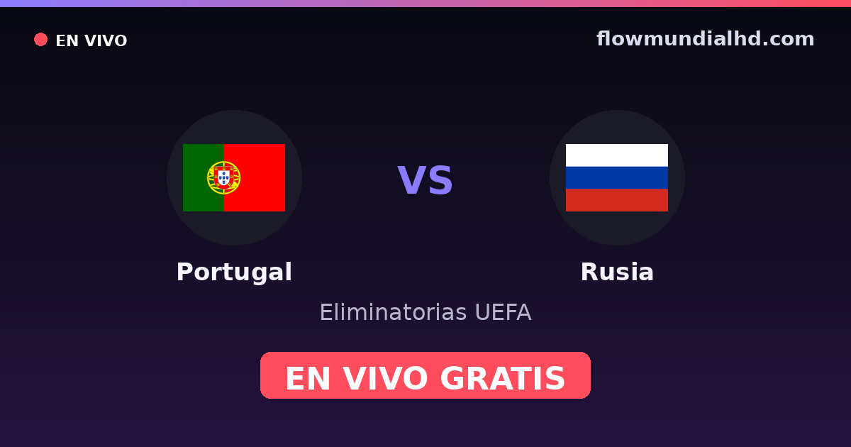 Portugal vs Rússia — Eliminatorias UEFA, Eurocopa · histórico e onde assistir ao vivo grátis na FlowMundial HD