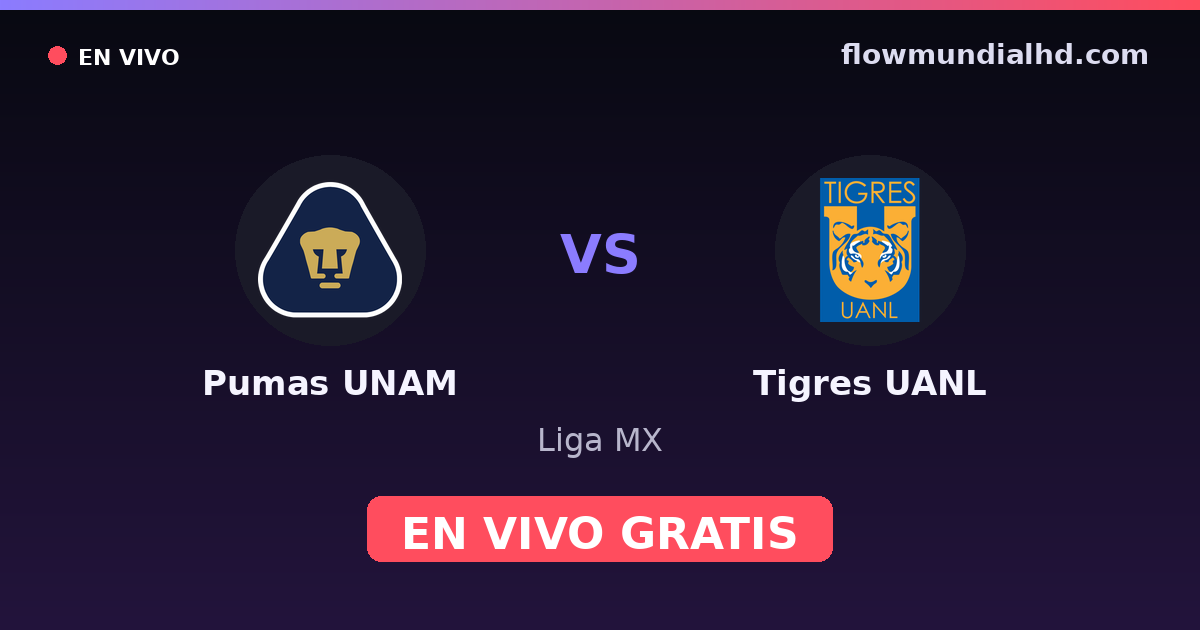 Pumas UNAM vs Tigres UANL — Liga MX · historial y dónde ver en vivo gratis en FlowMundial HD