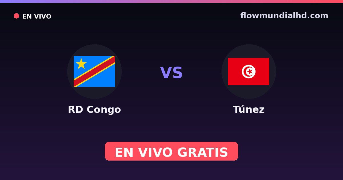 RD Congo vs Túnez — World Cup Qual. CAF , Amistosos Internacionales · historial y dónde ver en vivo gratis en FlowMundial HD
