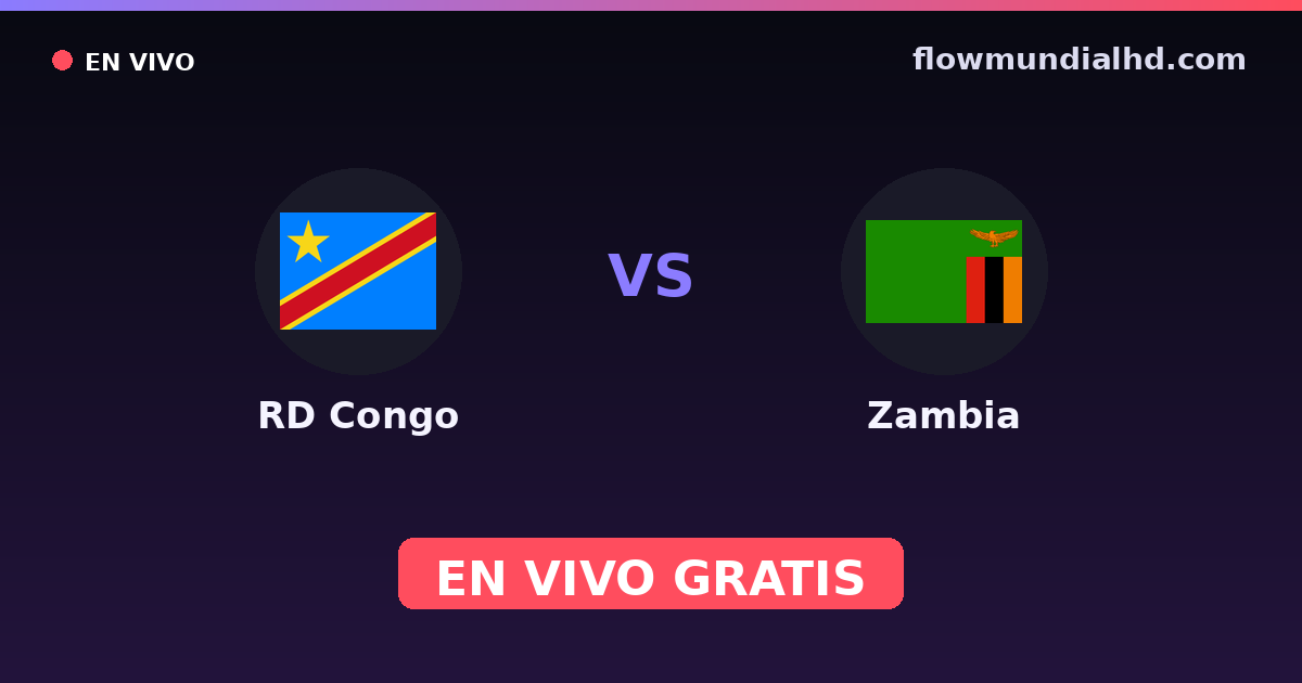 RD Congo vs Zâmbia — Campeonato Africano das Nacoes, Amistosos Internacionais · histórico e onde assistir ao vivo grátis na FlowMundial HD