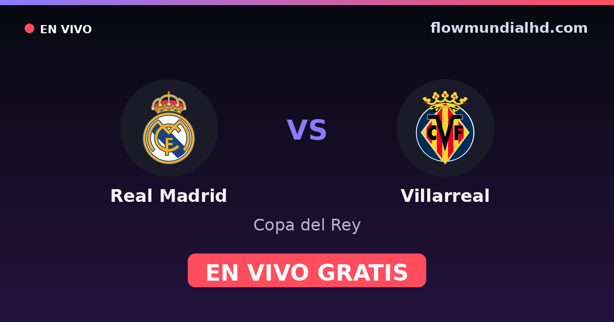 Real Madrid vs Villarreal — Copa del Rey, La Liga · head-to-head and where to watch live free on FlowMundial HD