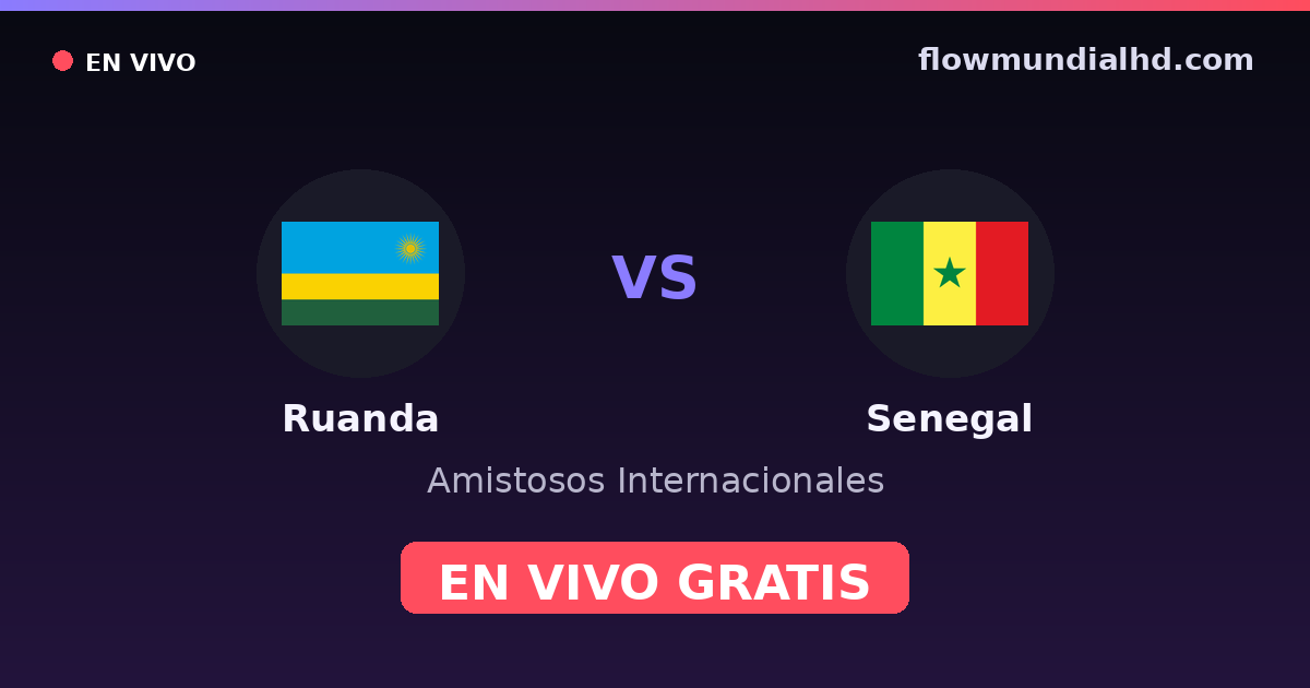Ruanda vs Senegal — Amistosos Internacionales, Clasificación Copa África · historial y dónde ver en vivo gratis en FlowMundial HD