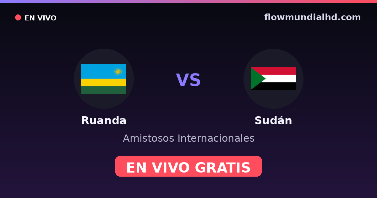 Ruanda vs Sudán — Amistosos Internacionales, Otras competiciones · historial y dónde ver en vivo gratis en FlowMundial HD