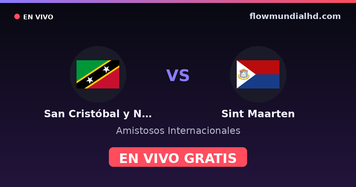 San Cristóbal y Nieves vs Sint Maarten — Matchs amicaux internationaux, CONCACAF Nations League · historique et où regarder en direct gratuitement sur FlowMundial HD