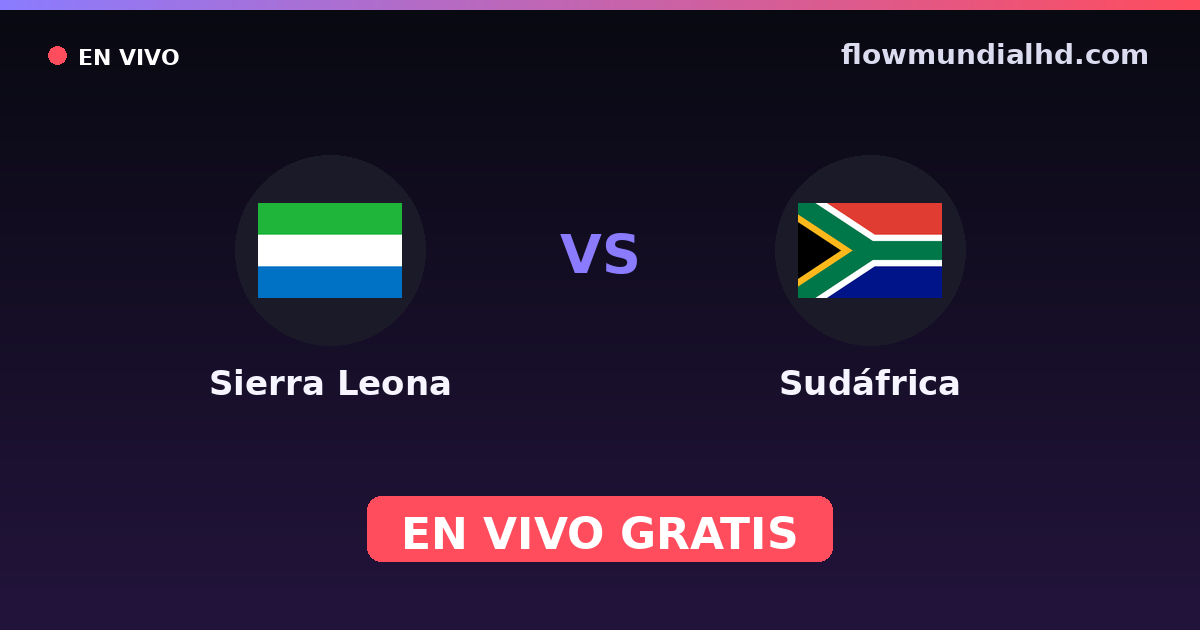 Sierra Leone vs Südafrika — World Cup Qual. CAF , Internationale Freundschaftsspiele · Bilanz und wo man live und kostenlos zusehen kann auf FlowMundial HD