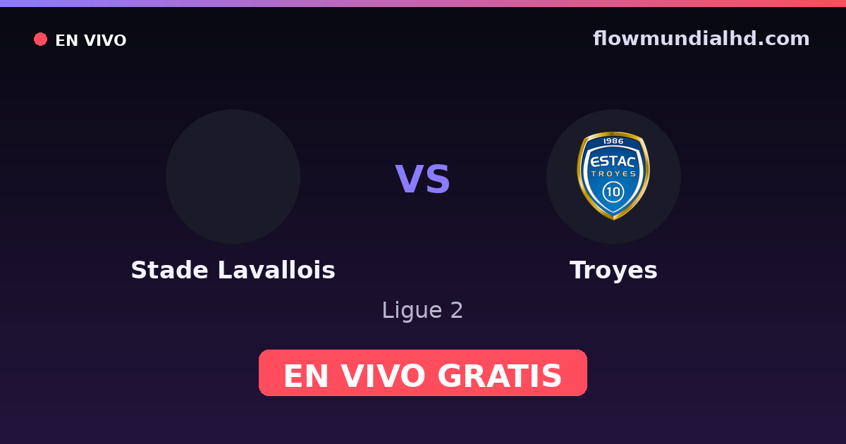 Stade Lavallois vs Troyes — Ligue 2 · historial y dónde ver en vivo gratis en FlowMundial HD