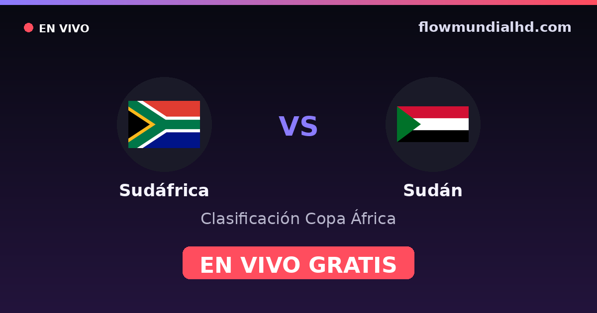 Sudáfrica vs Sudán — Clasificación Copa África · historial y dónde ver en vivo gratis en FlowMundial HD
