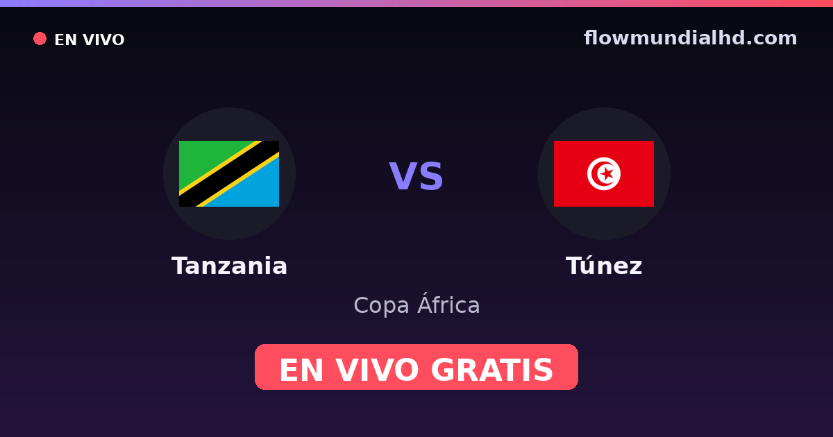 Tanzania vs Túnez — Copa África, Clasificación Copa África · historial y dónde ver en vivo gratis en FlowMundial HD