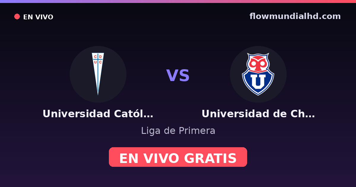 Universidad Católica vs Universidad de Chile — Liga de Primera · historial y dónde ver en vivo gratis en FlowMundial HD
