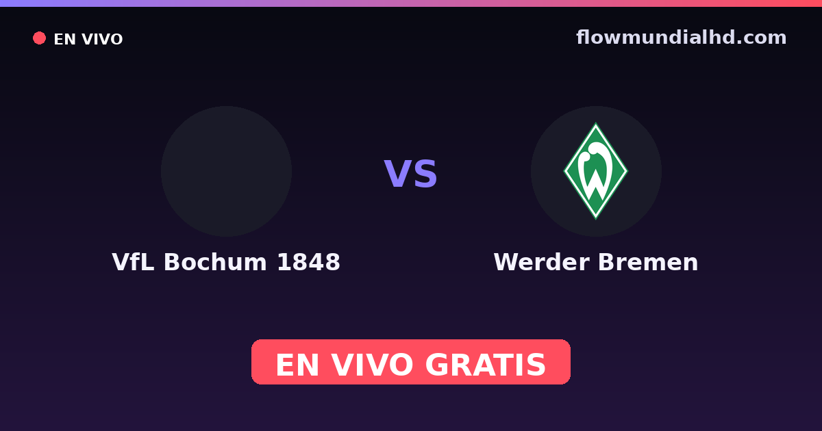 VfL Bochum 1848 vs Werder Bremen — Amistosos de clubes, Bundesliga · historial y dónde ver en vivo gratis en FlowMundial HD
