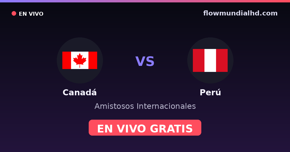 Canadá vs Perú — Amistosos Internacionales — 3. Oktober 2026, 18:00 UTC · live und kostenlos sehen auf FlowMundial HD