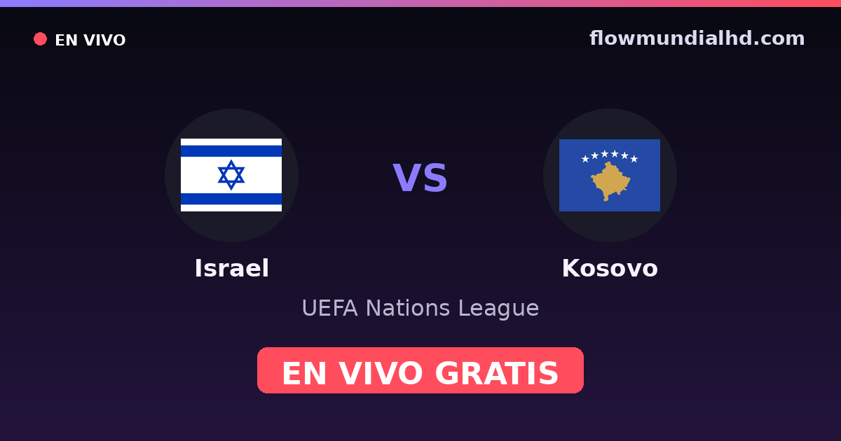 Israel vs Kosovo — UEFA Nations League — 1. Oktober 2026, 18:45 UTC · live und kostenlos sehen auf FlowMundial HD
