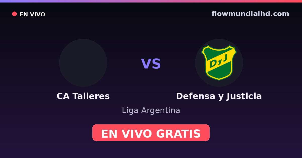 CA Talleres vs Defensa y Justicia — Liga Argentina — 24. Oktober 2026, 20:00 UTC · live und kostenlos sehen auf FlowMundial HD